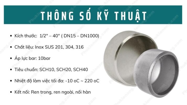 Nắp Chụp Inox Vuông - Nắp Bịt Inox | Ren - Hàn | Phukienong