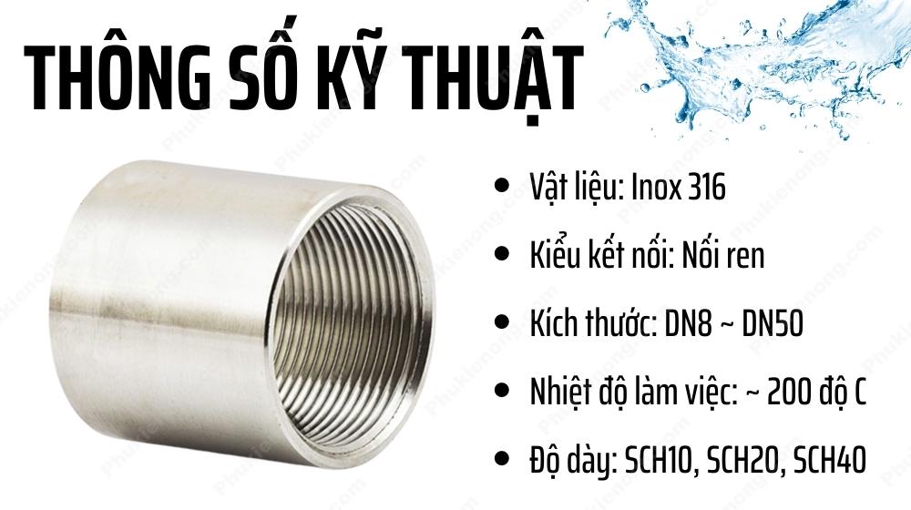 Măng Sông Ren Inox 316
