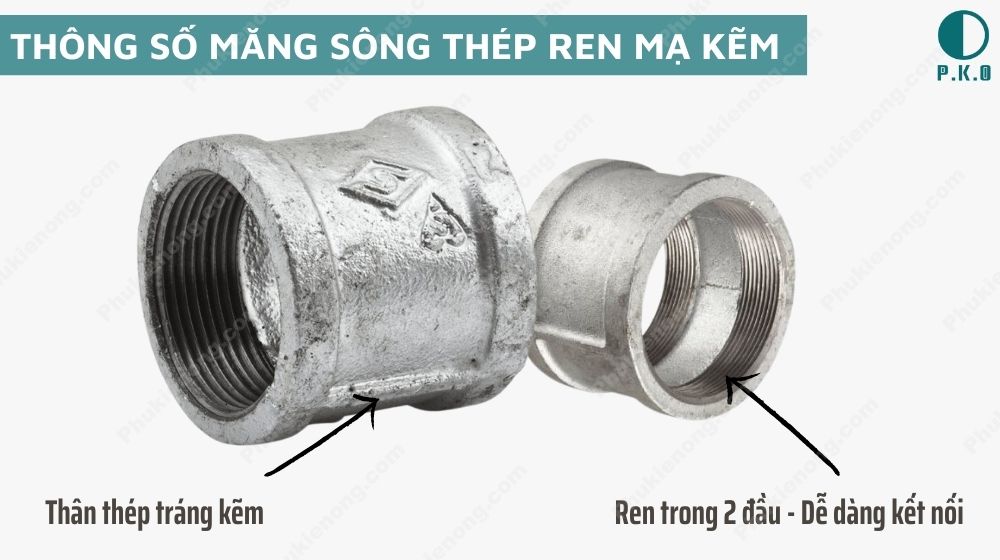 Thông số kỹ thuật của sản phẩm măng sông thép ren mạ kẽm