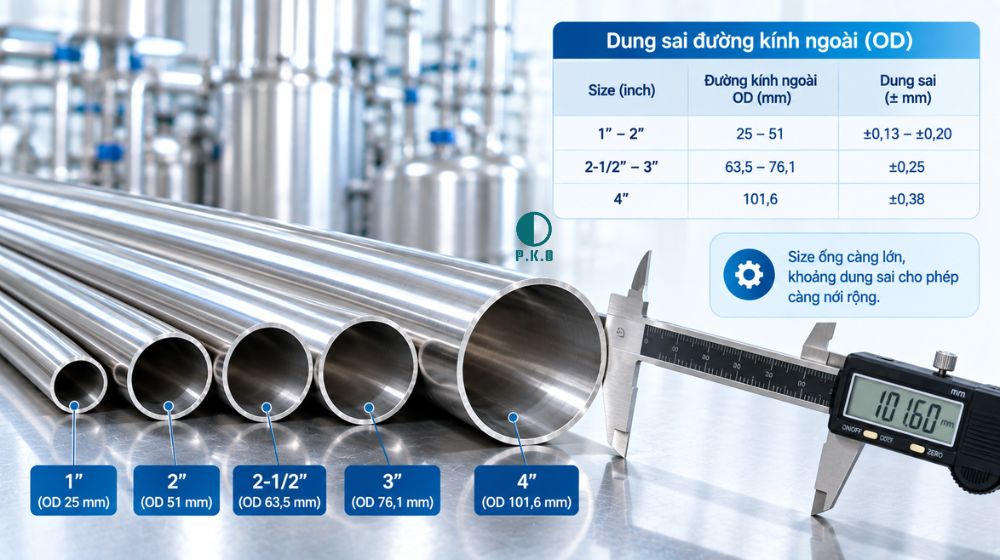 Dung sai đường kính ngoài ống vi sinh SMC