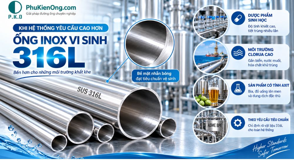 Khi hệ thống yêu cầu cao hơn ống inox vi sinh 304L