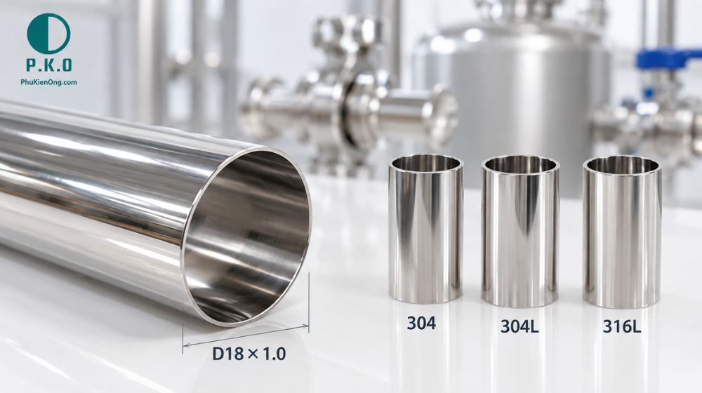 ống vi sinh D18 sử dụng vật liệu gì