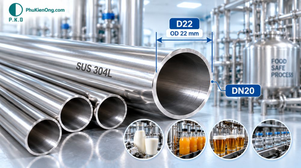 Ống vi sinh D22 DN20 là như thế nào