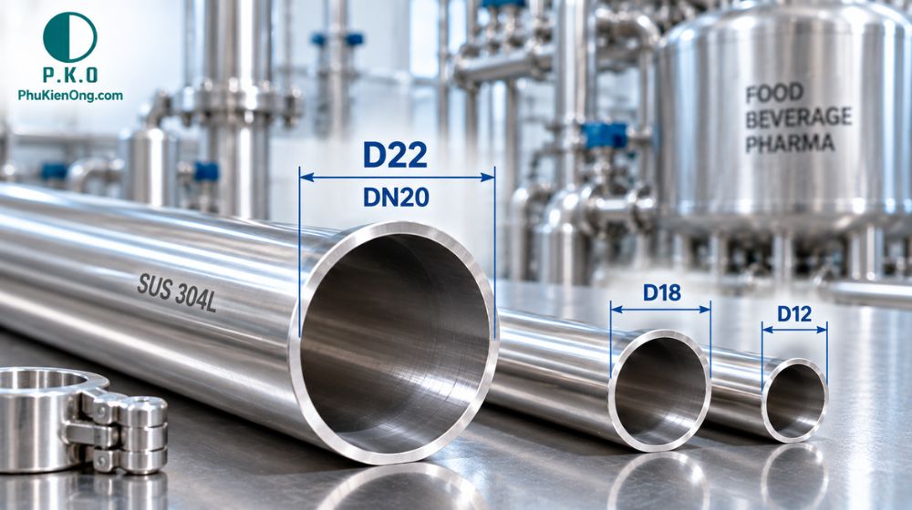 Ống vi sinh D22 tương đương DN bao nhiêu