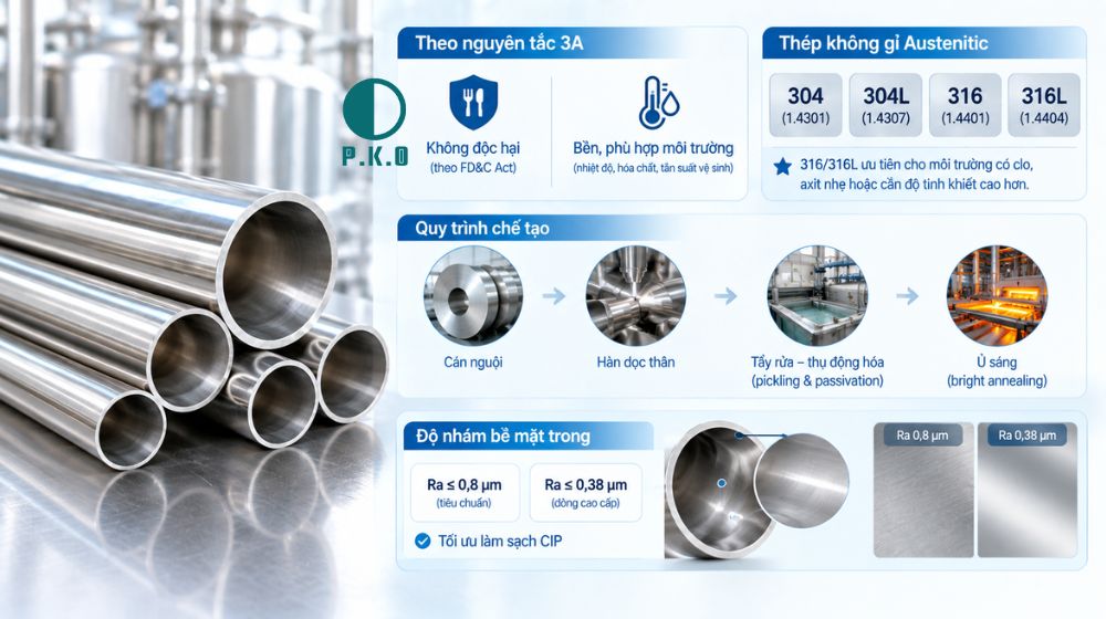 Vật liệu chế tạo ống vi sinh 3A