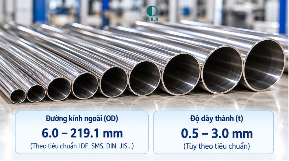 kích cỡ ống đúc vi sinh