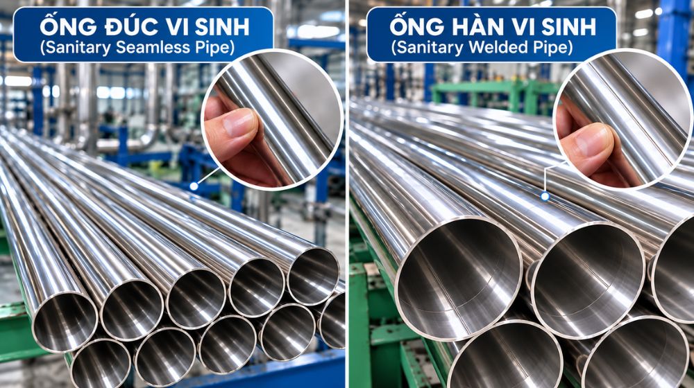 ống đúc và ống hàn inox vi sinh